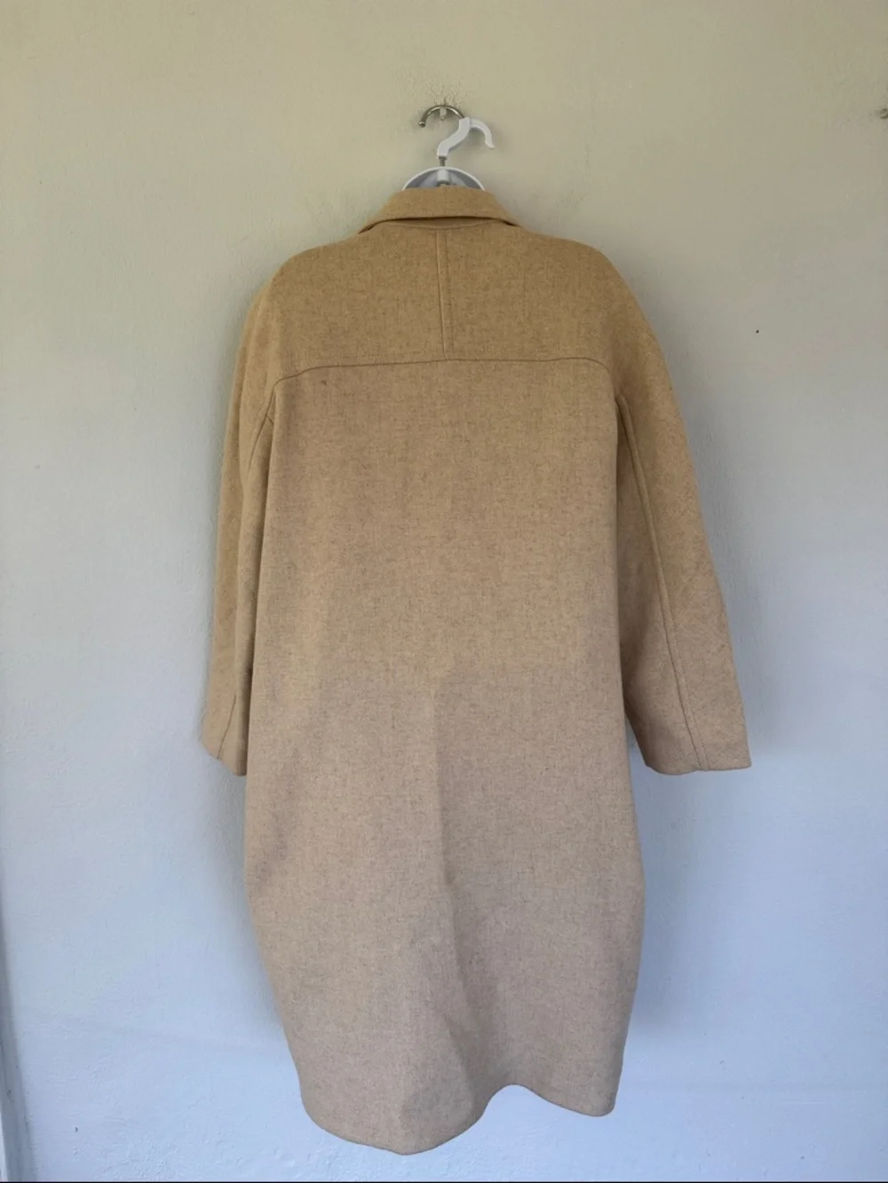 Zara beige cream wool blend longline button up winter peacoat size XS - Picture 11 of 15